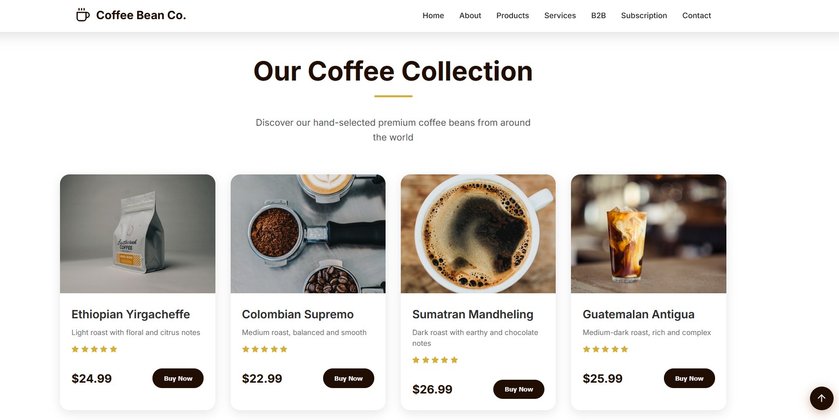Coffee Bean Co. website